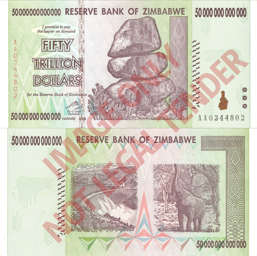 Zimbabwe Z$50 Trillion 2008 Banknote [AA0344802]
